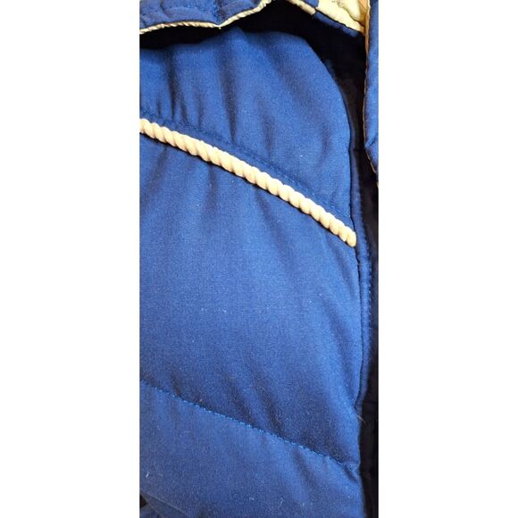 Vintage Blue Down Puffer Vest Multi Gear Silton Reversible Cream 70s Retro Sz M - Picture 2 of 15